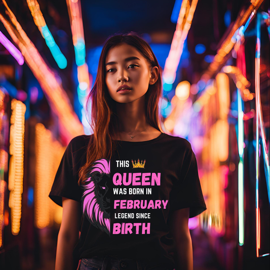 Lezoir™ Legends| Queen are Born Printed Half Sleeve Round Neck T-Shirt | Black Cotton Printed Tshirt for Women