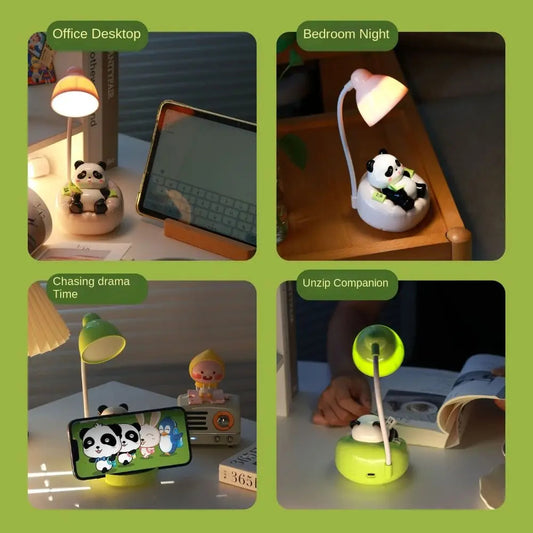 Chargeable Sofa Panda Nightlight Ornament 360° Adjustable USB-C Panda Mobile Phone Bracket Cartoon Children's Sleep Light/Night lamp