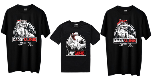 Lezoir™ Dinosaur Family Cotton Black Unisex T-Shirt