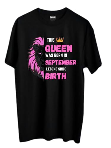 Lezoir™ Legends| Queen are Born Printed Half Sleeve Round Neck T-Shirt | Black Cotton Printed Tshirt for Women