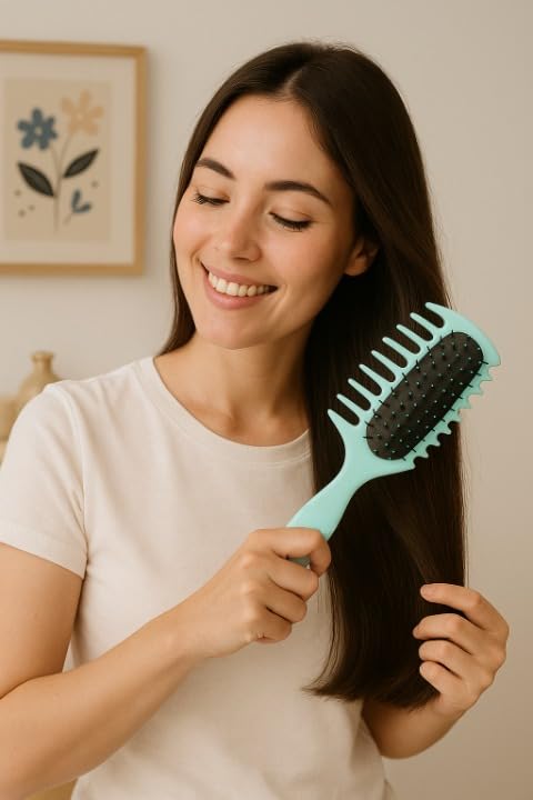 Lezoir 1st time in India Patented Wide-Tooth Detangling Hair Brush, Mint Green, Double-Sided with Bristles