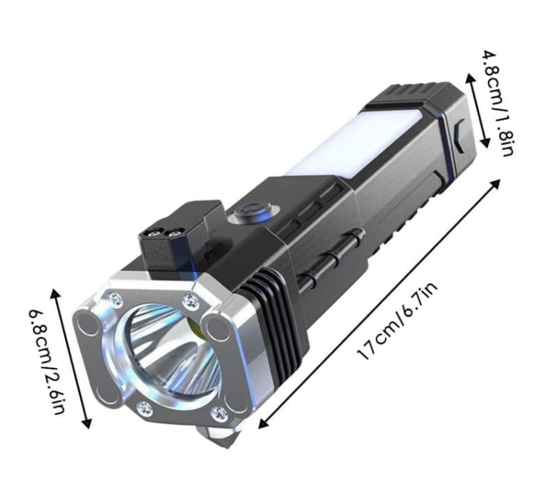 LED Flashlight with Magnets, hammer with 4 in 1 option Torch