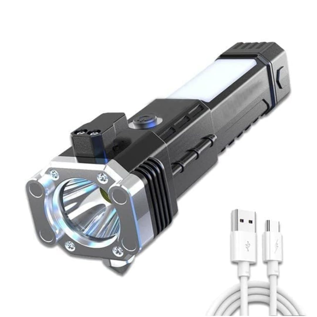 LED Flashlight with Magnets, hammer with 4 in 1 option Torch