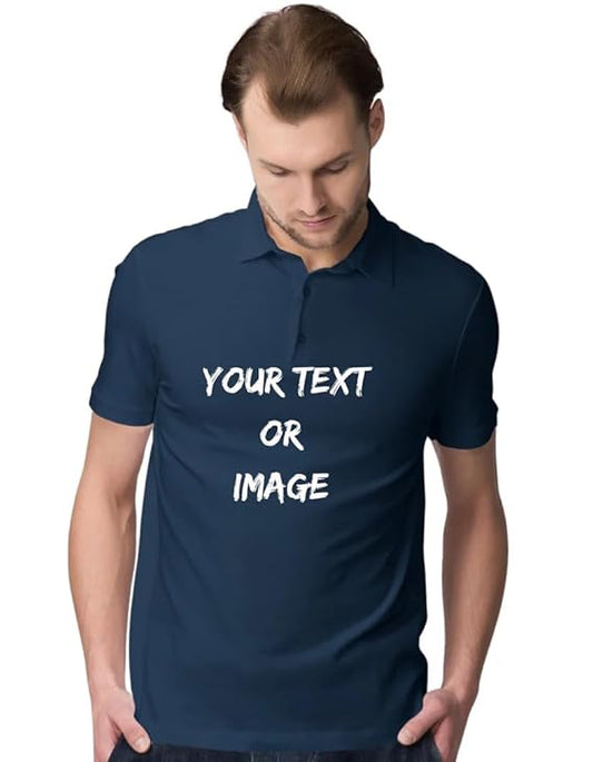 Polo Mens Customize Regular Fit Half-Sleeve T-Shirt (Navy blue)