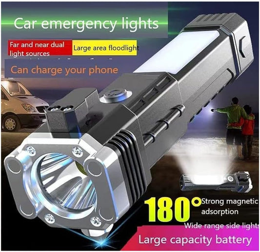 LED Flashlight with Magnets, hammer with 4 in 1 option Torch
