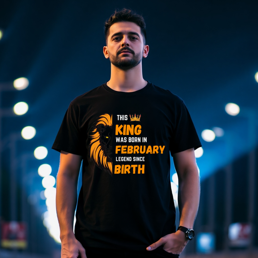 Lezoir™ Legends| Kings are Born Printed Half Sleeve Round Neck T-Shirt | Black Cotton Printed Tshirt for Mens