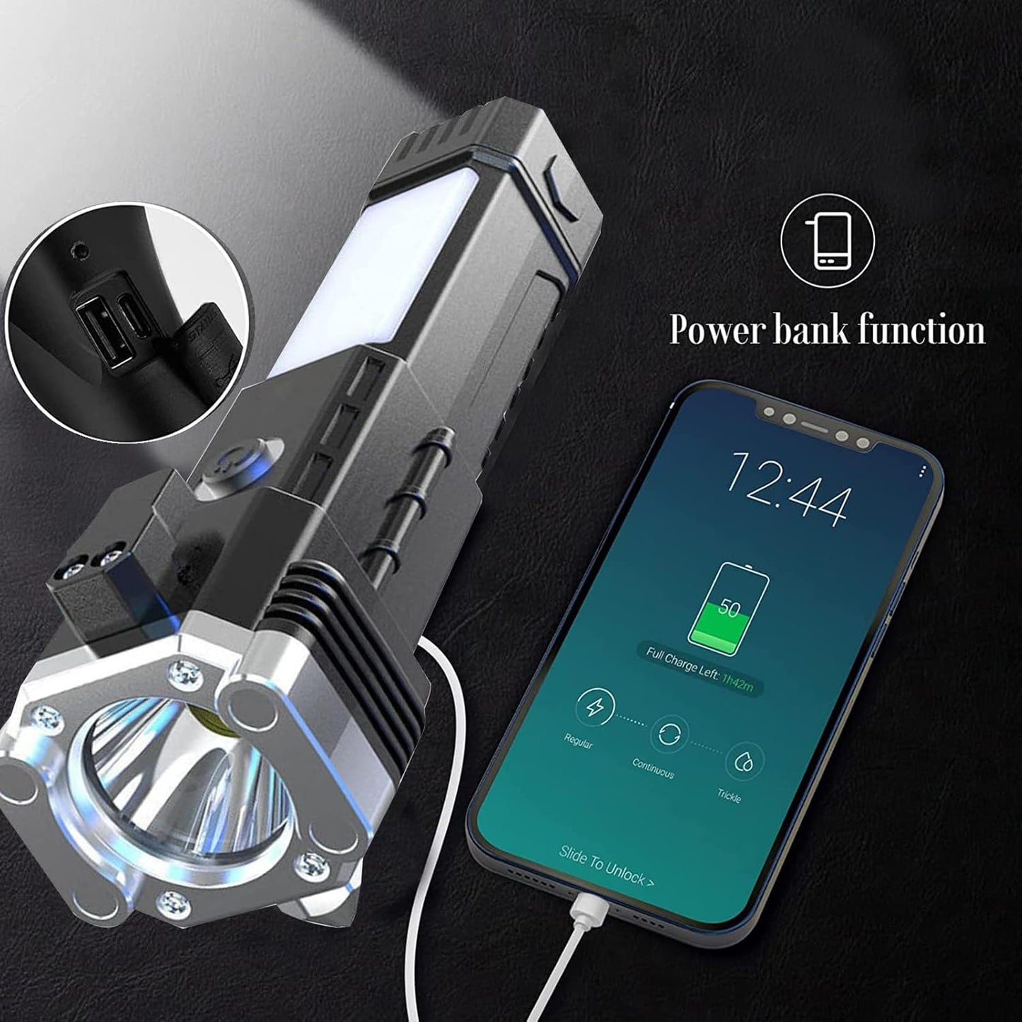 LED Flashlight with Magnets, hammer with 4 in 1 option Torch