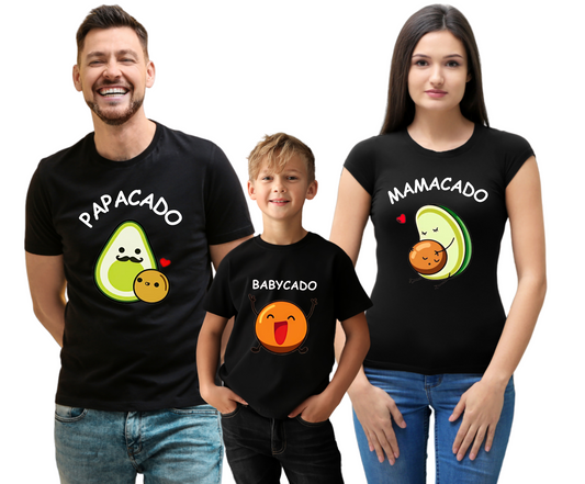 Lezoir™ Avacado Family Cotton Black Unisex T-Shirt