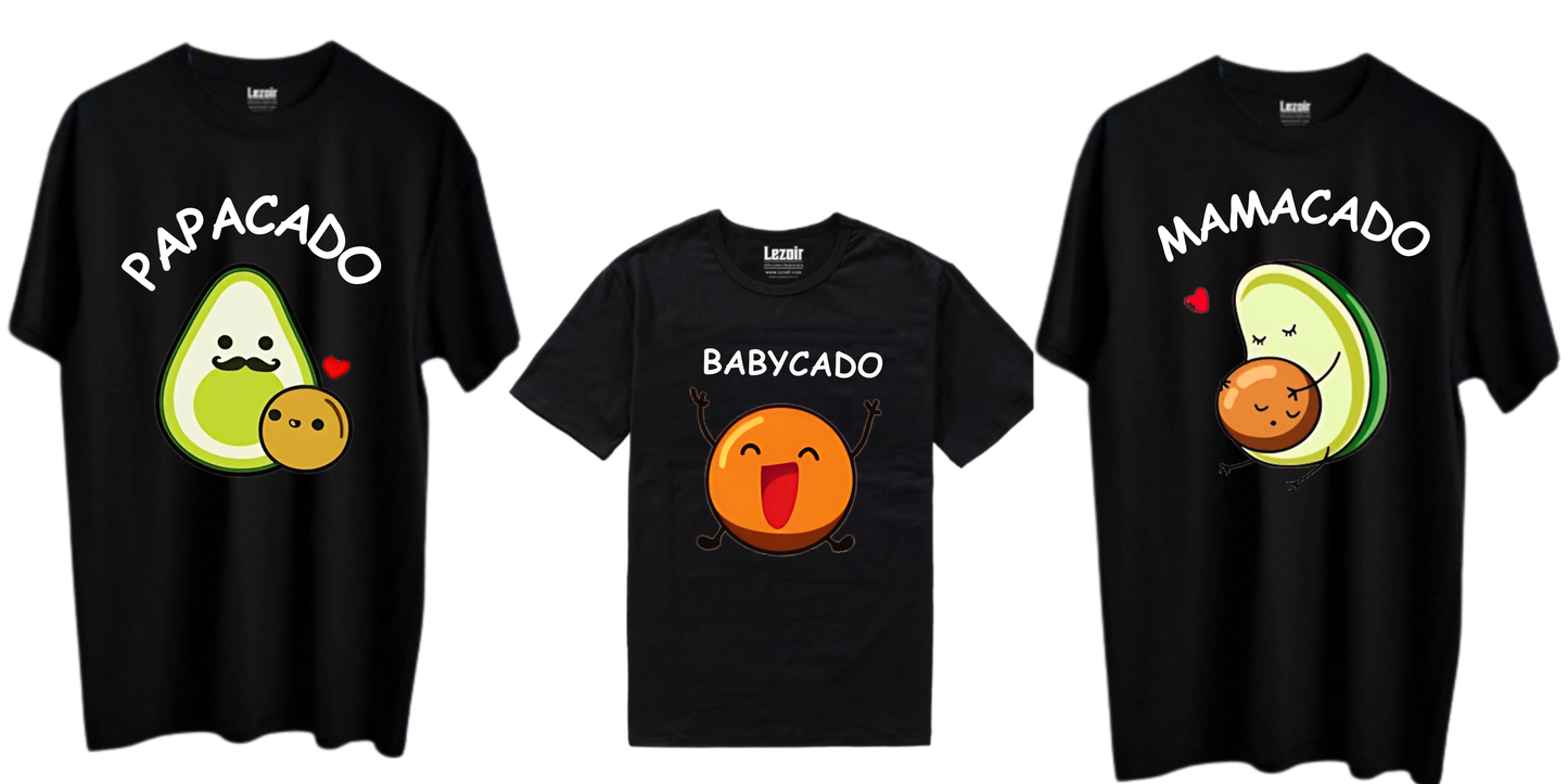 Lezoir™ Avacado Family Cotton Black Unisex T-Shirt