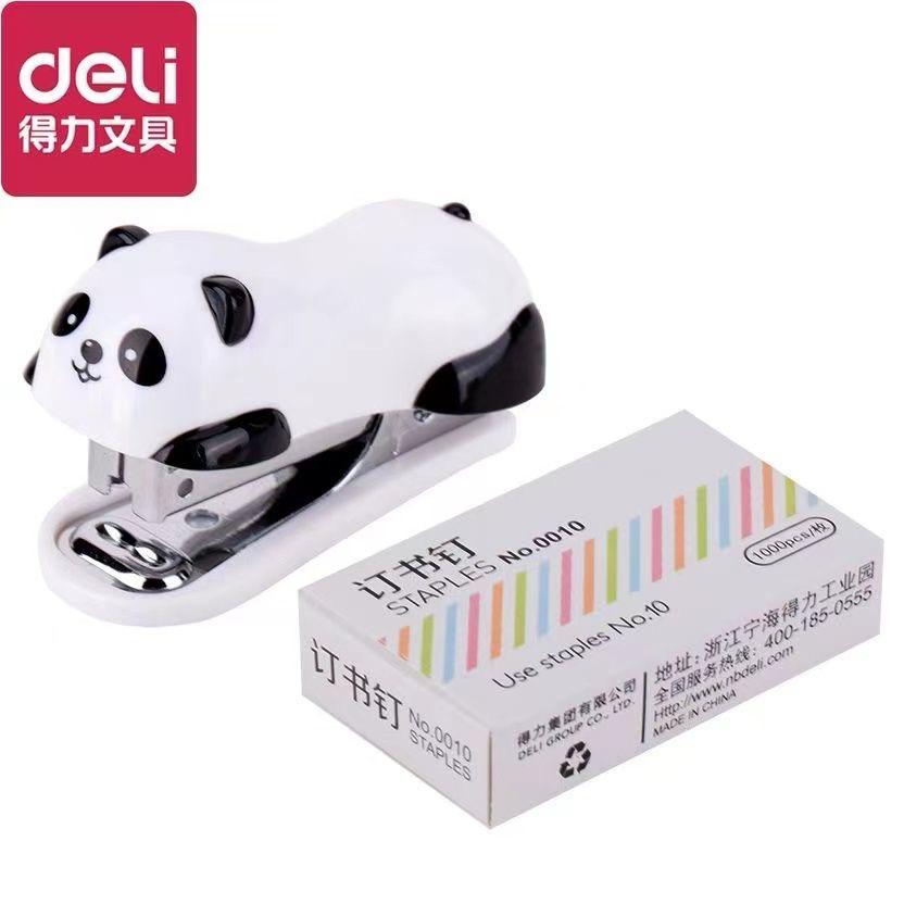 Cute Panda Mini Stapler, Small Stapler with 1000 PCS Staples and Built-in Staple Remover