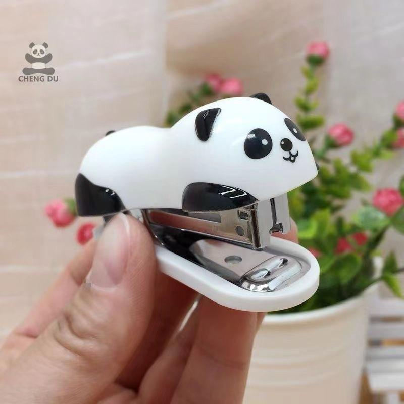 Cute Panda Mini Stapler, Small Stapler with 1000 PCS Staples and Built-in Staple Remover