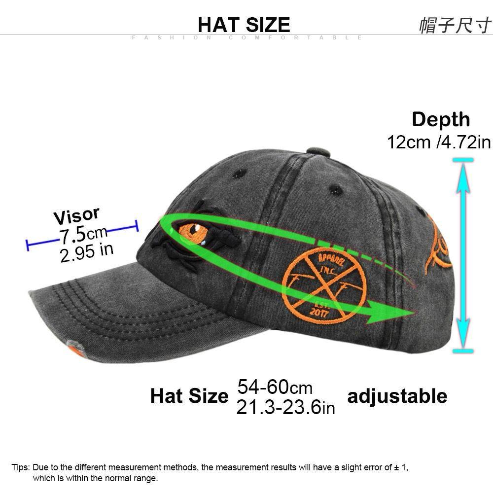 Unisex Embroidered 3D Eagle Eyes Baseball Cap Washed Cotton Outdoor Sport Trucker Driving Hat Multicolour