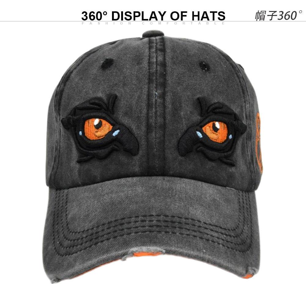 Unisex Embroidered 3D Eagle Eyes Baseball Cap Washed Cotton Outdoor Sport Trucker Driving Hat Multicolour
