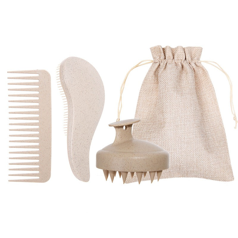 Hair Care Set with Detangling Brush, Wide Tooth Comb, Scalp Massager, 3 Pieces, Pastel Colours