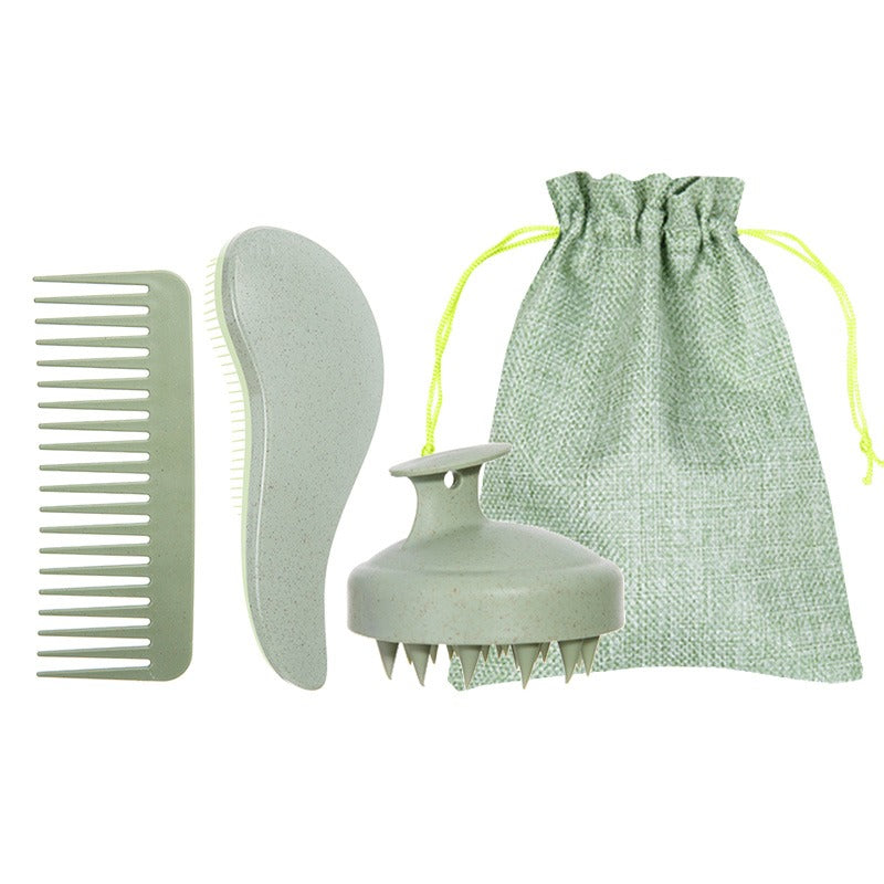 Hair Care Set with Detangling Brush, Wide Tooth Comb, Scalp Massager, 3 Pieces, Pastel Colours
