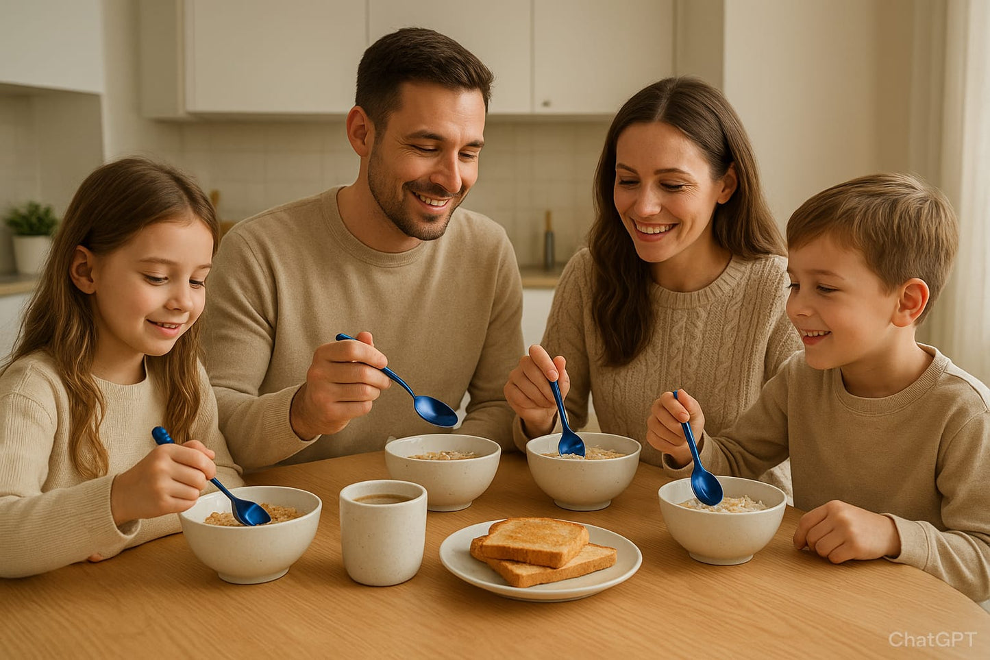 Lezoir Luxury Stainless Steel Dinner Spoons, Set of 6, Blue Metallic Finish