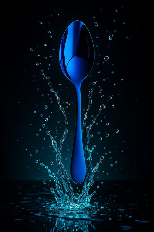 Lezoir Luxury Stainless Steel Dinner Spoons, Set of 6, Blue Metallic Finish