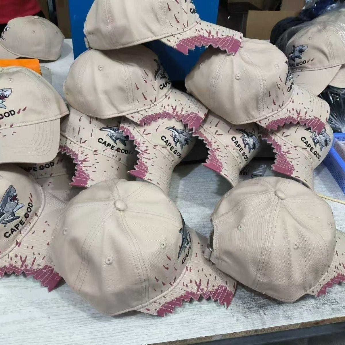 Cape Cod Shark Embroidered Baseball Cap - Funky Graffiti Splatter Design, Lightweight Polyester, Ideal for Couples & Anniversary Gifts