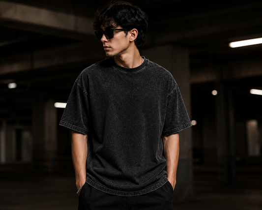 Plain Oversized Acid Wash T-Shirt – Unisex Streetwear