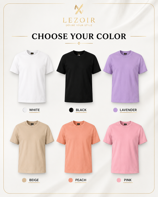 Custom Printed Men's T-Shirt | Personalized Text & Image | Premium Half-Sleeve | White, Black, Lavender, Beige, Peach, Pink