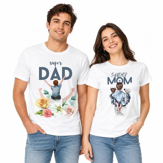 Super Dad & Super Mom Couple T-Shirts | Lezoir