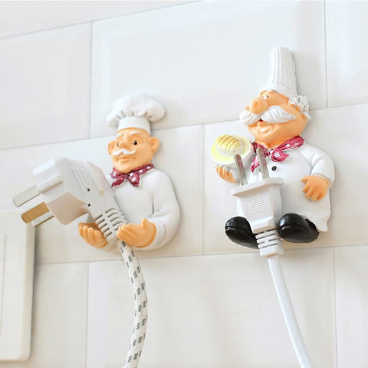 2Pc Cute Cook Chef Design Power Plug Socket Holder