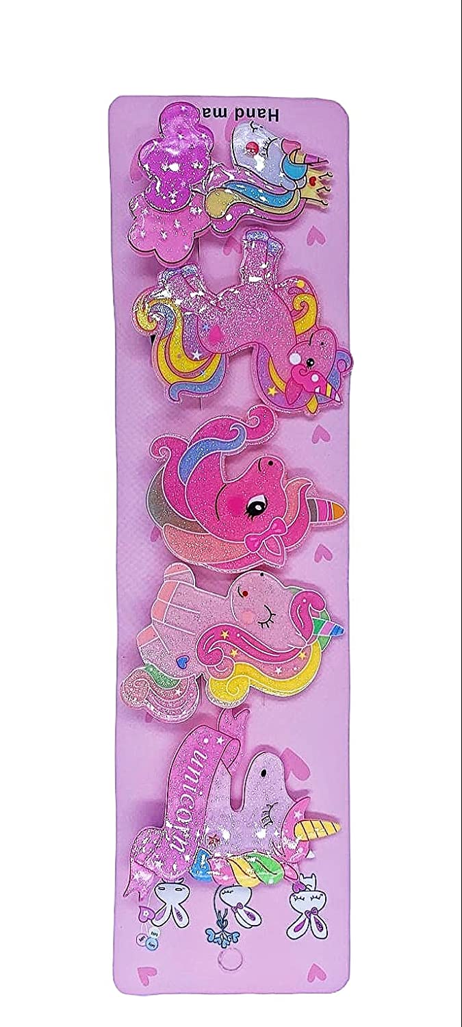 Unicorn Fruits Ice Cream Mermaids Hair Clips ( 5 peices in 1 card Random Print only )