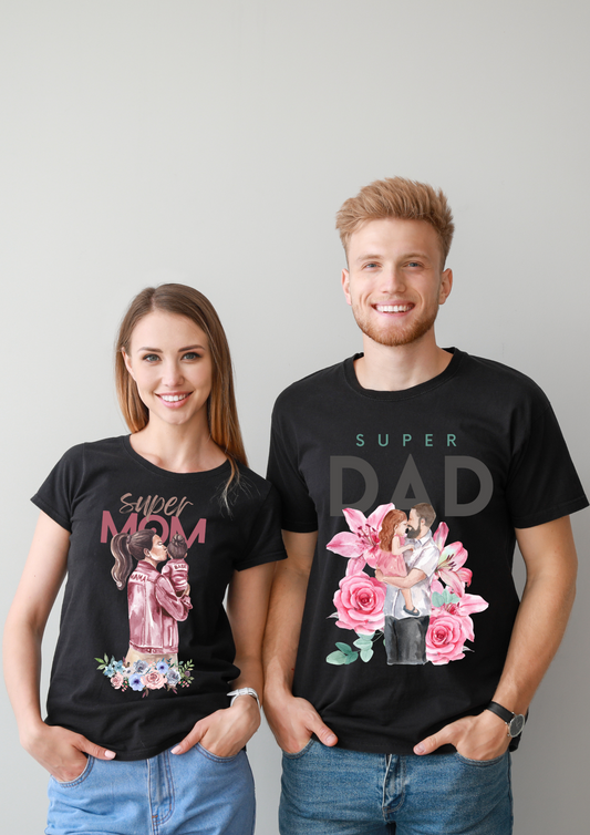 Mom & Dad 1 Couple Regular Fit Half-Sleeve T-Shirt