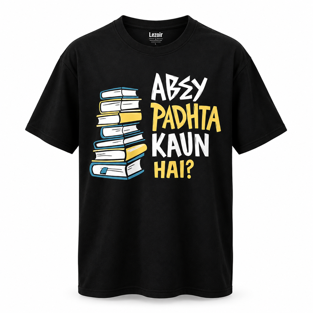 Lezoir Black Graphic T-Shirt – Abey Padhta Kaun Hai ?