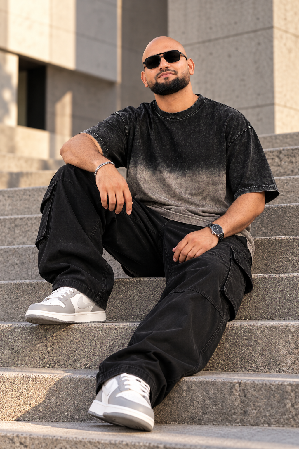 LEZOIR SHADOW FADE ACID WASH OVERSIZED T-SHIRT