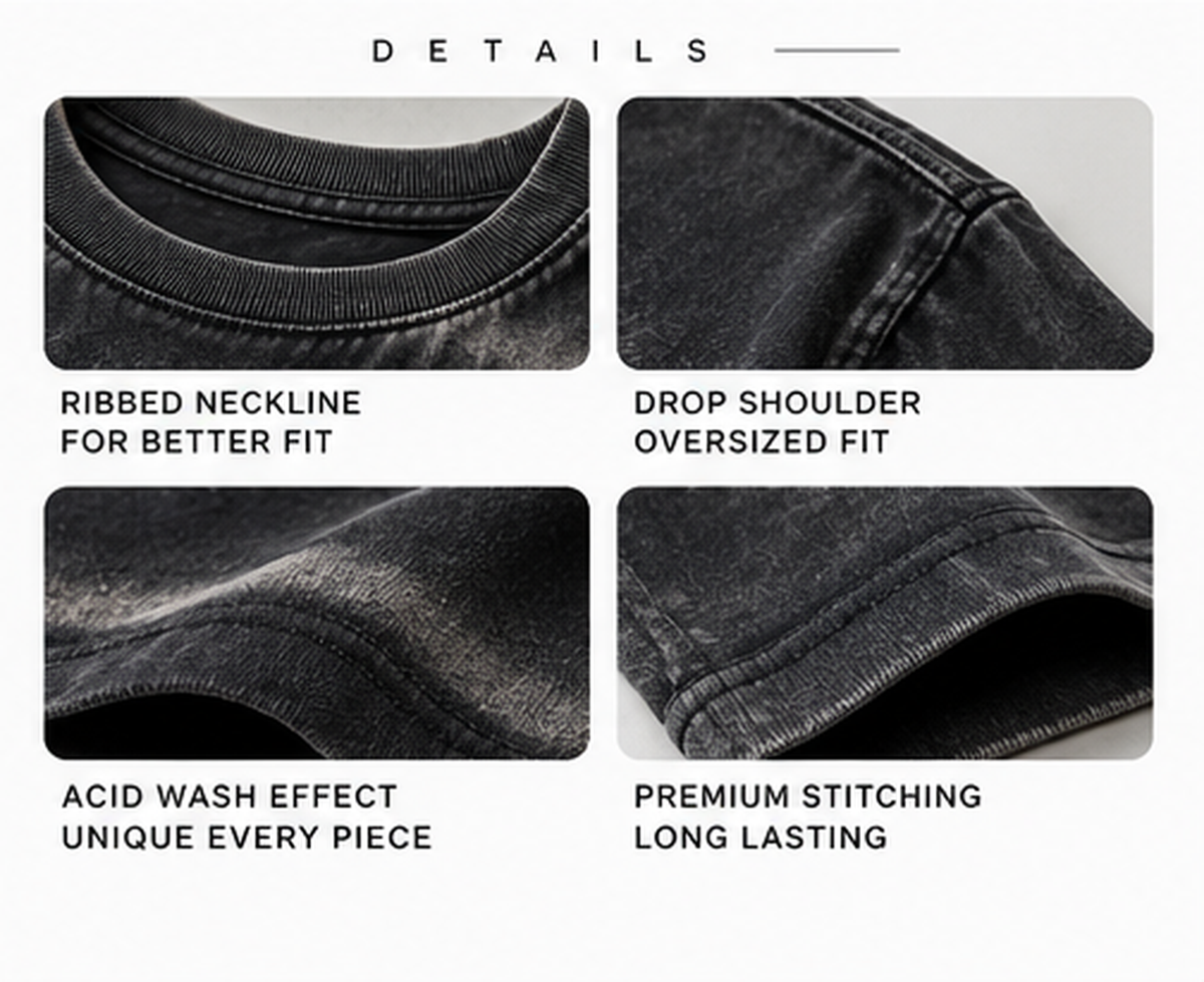 LEZOIR Charcoal Acid Wash Oversized T-Shirt