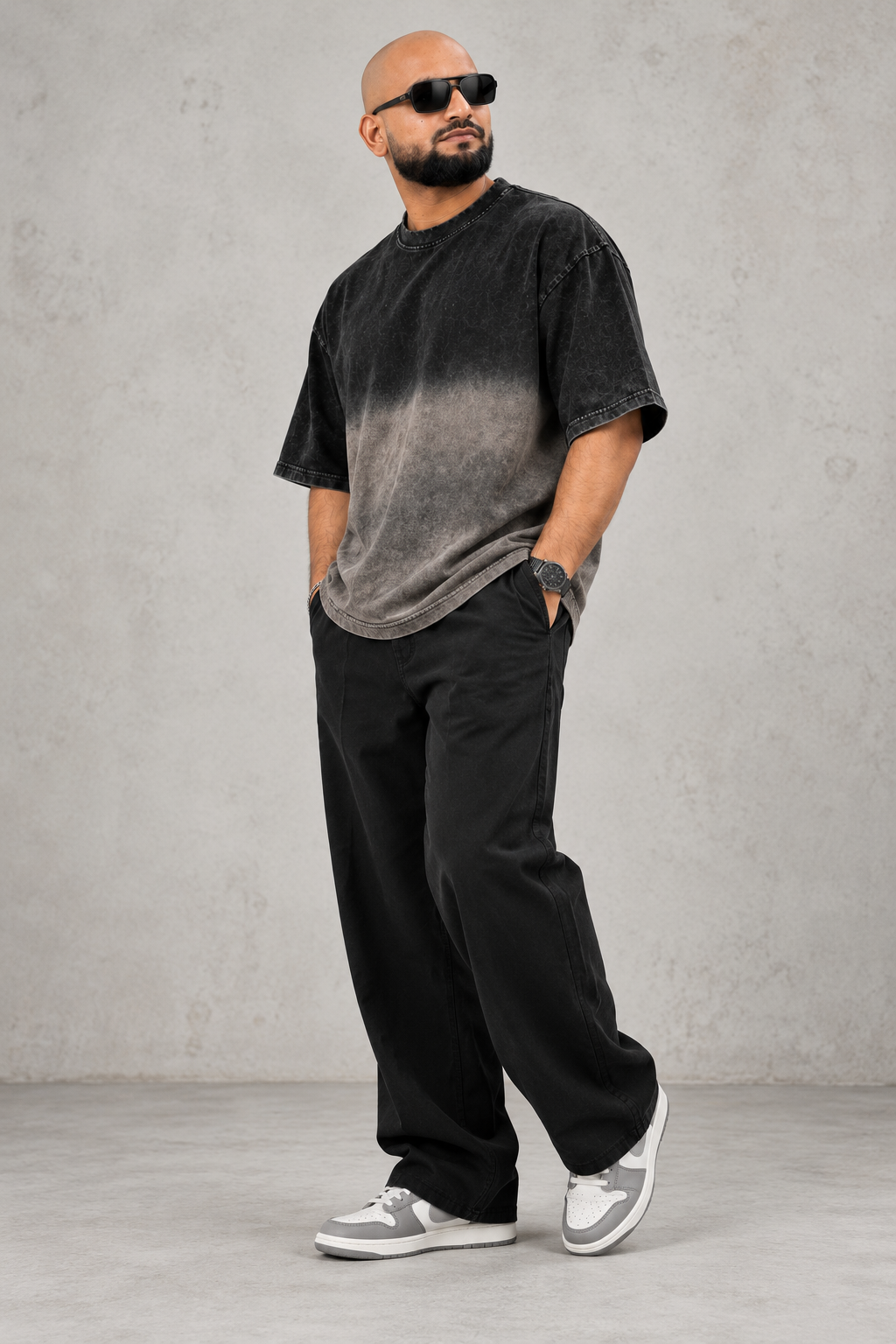 LEZOIR SHADOW FADE ACID WASH OVERSIZED T-SHIRT