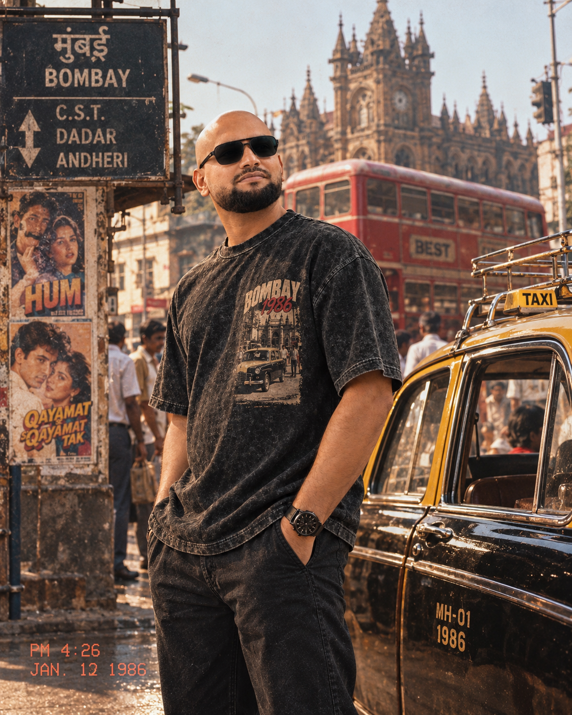 Bombay 1986 Oversized Acid Wash T-Shirt – Same Streets, Different Dreams