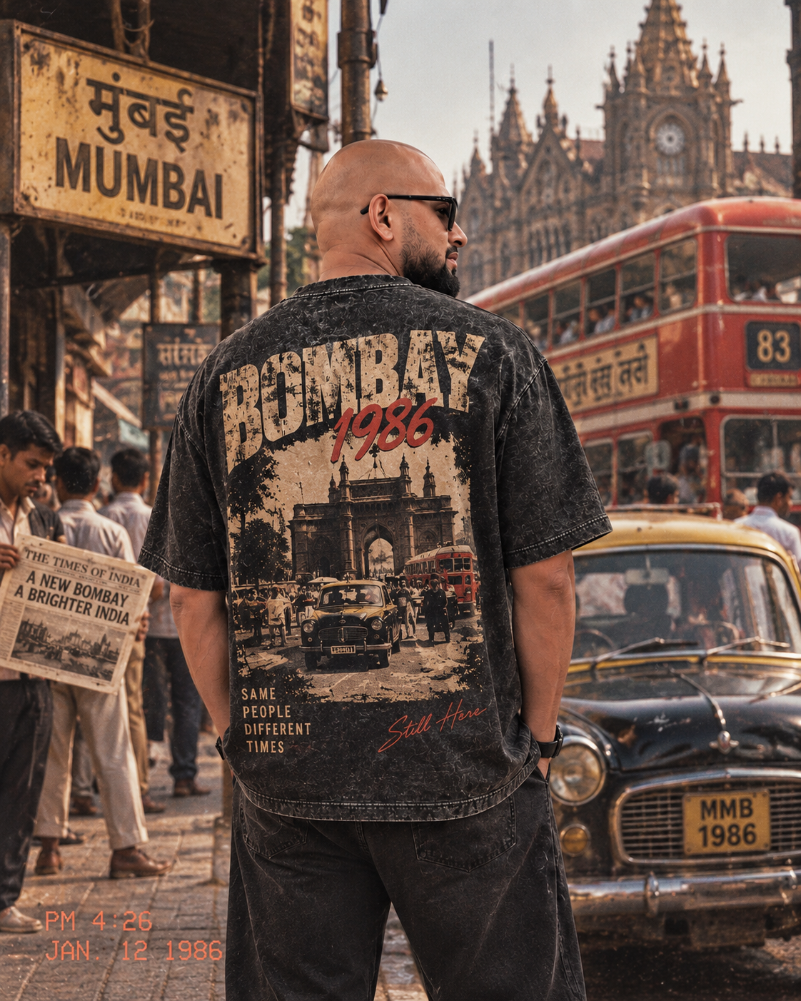 Bombay 1986 Oversized Acid Wash T-Shirt – Same Streets, Different Dreams