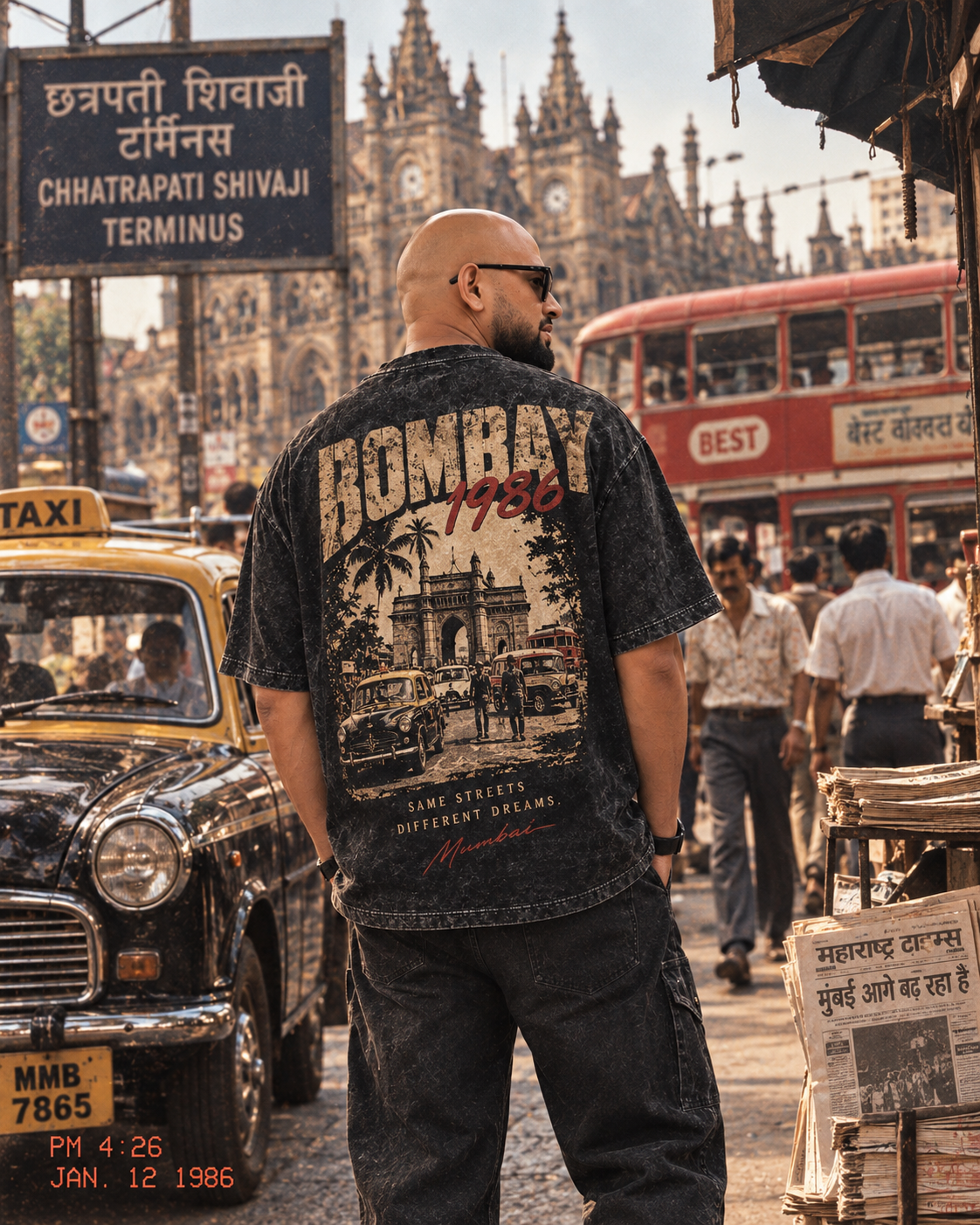 Bombay 1986 Oversized Acid Wash T-Shirt – Same Streets, Different Dreams