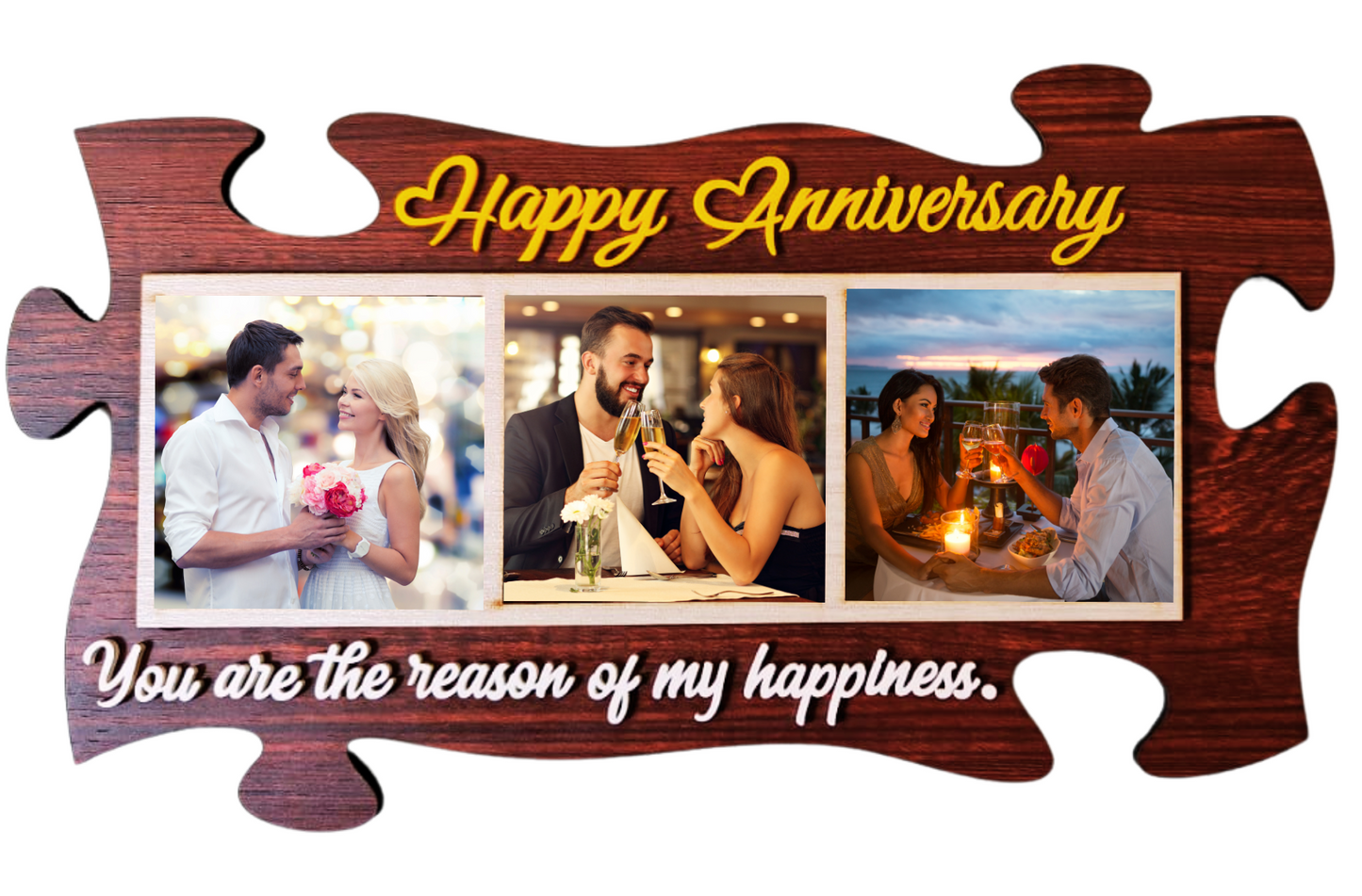 Customized Anniversary Collage Photo Frames for Couple, Family, Kids, in Bedroom, Living Room and gift to your love ones (3 Images)