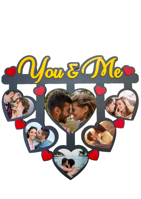 Customized Anniversary Valentine Birthday Collage Photo heart Frame for Couple, Family, Kids, in Bedroom, Living Room and gift to your love ones (6 Images)