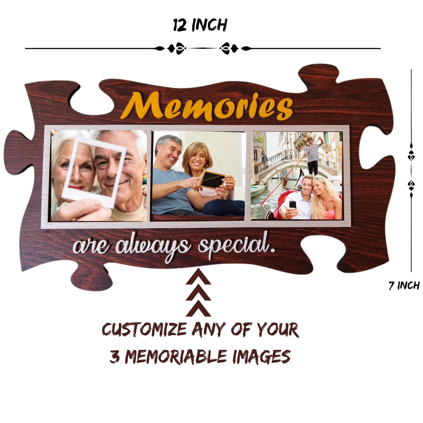 Customized Memories Birthday Collage Photo Frames for Couple, Family, Kids, in Bedroom, Living Room and gift to your love ones (3 Images)