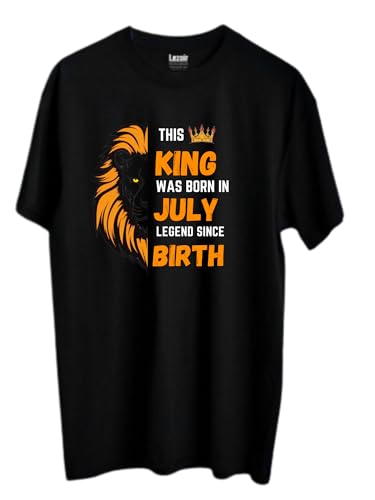 Lezoir™  Legends| Kings are Born Printed Half Sleeve Round Neck T-Shirt | Black Cotton Printed Tshirt for Mens