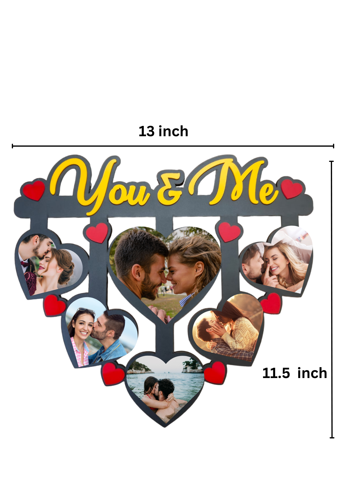 Customized Anniversary Valentine Birthday Collage Photo heart Frame for Couple, Family, Kids, in Bedroom, Living Room and gift to your love ones (6 Images)