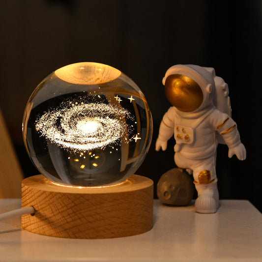 3D Galaxy Crystal Ball Night Light - Hologram Glass Lamp with Solid Wood Base, USB Powered Crystal Ball Lamp for Home Decor Display Birthday Gift (Copy)