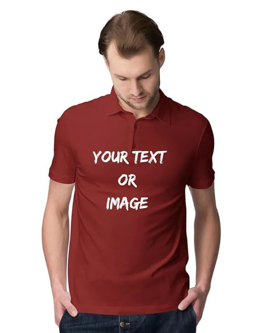 Polo Mens Customize Regular Fit Half-Sleeve T-Shirt (Maroon)