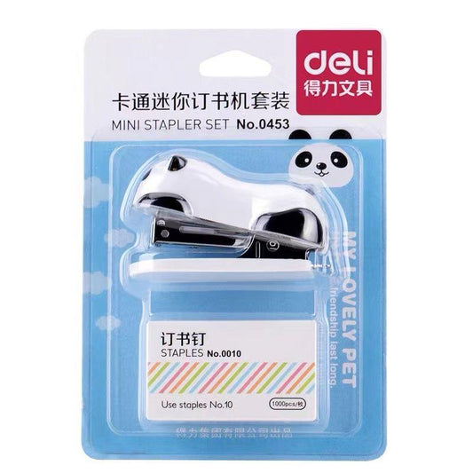 Cute Panda Mini Stapler, Small Stapler with 1000 PCS Staples and Built-in Staple Remover