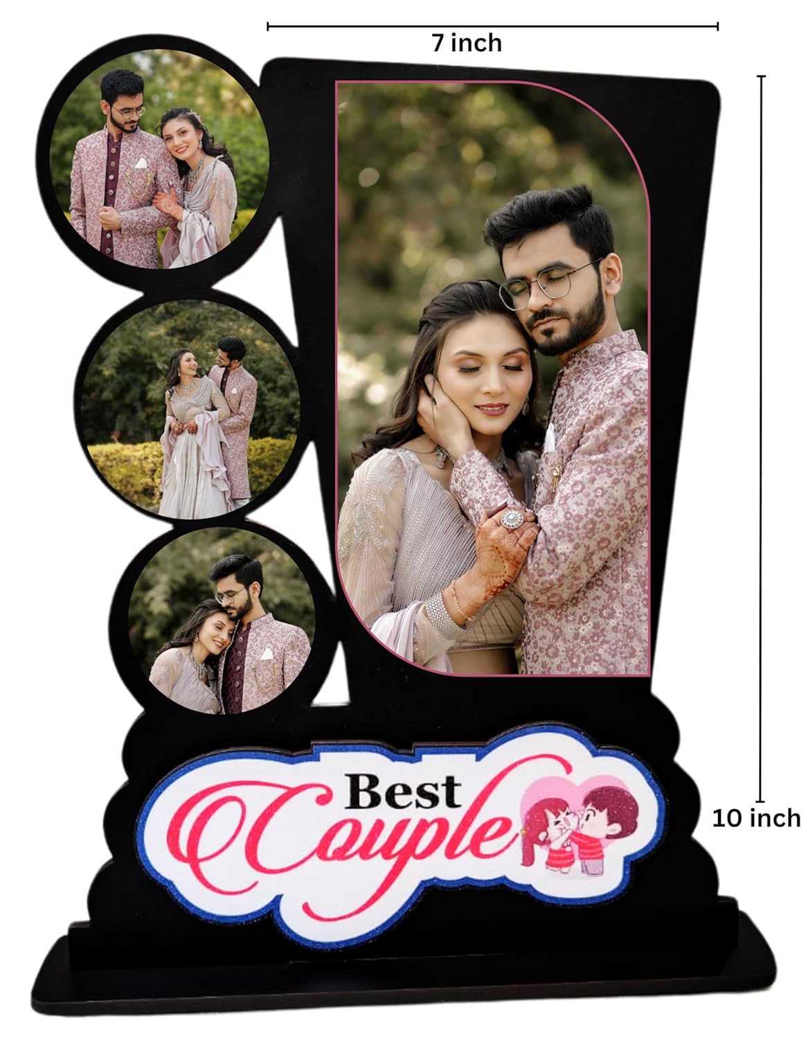 Customized Couple Anniversary Valentine Birthday Collage Photo Frames for Couple, Family, Kids, in Bedroom, Living Room and gift to your love ones (4 Images)