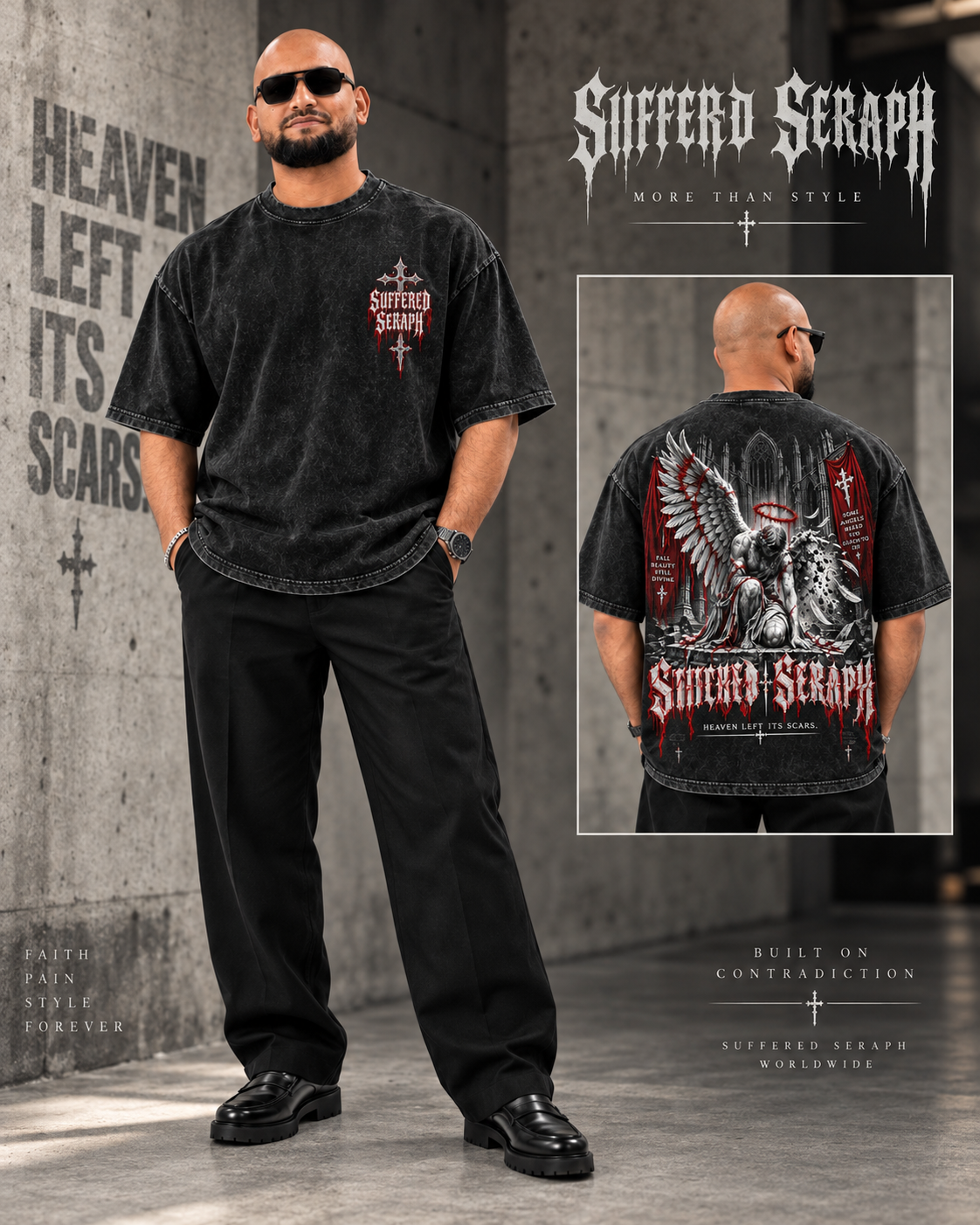 Suffered Seraph Oversized Acid Wash T-Shirt