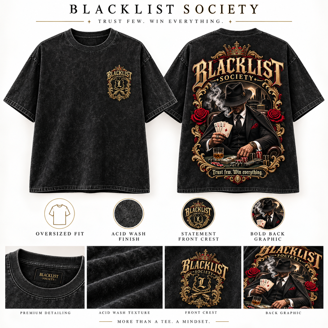 Blacklist Society Oversized Acid Wash T-Shirt