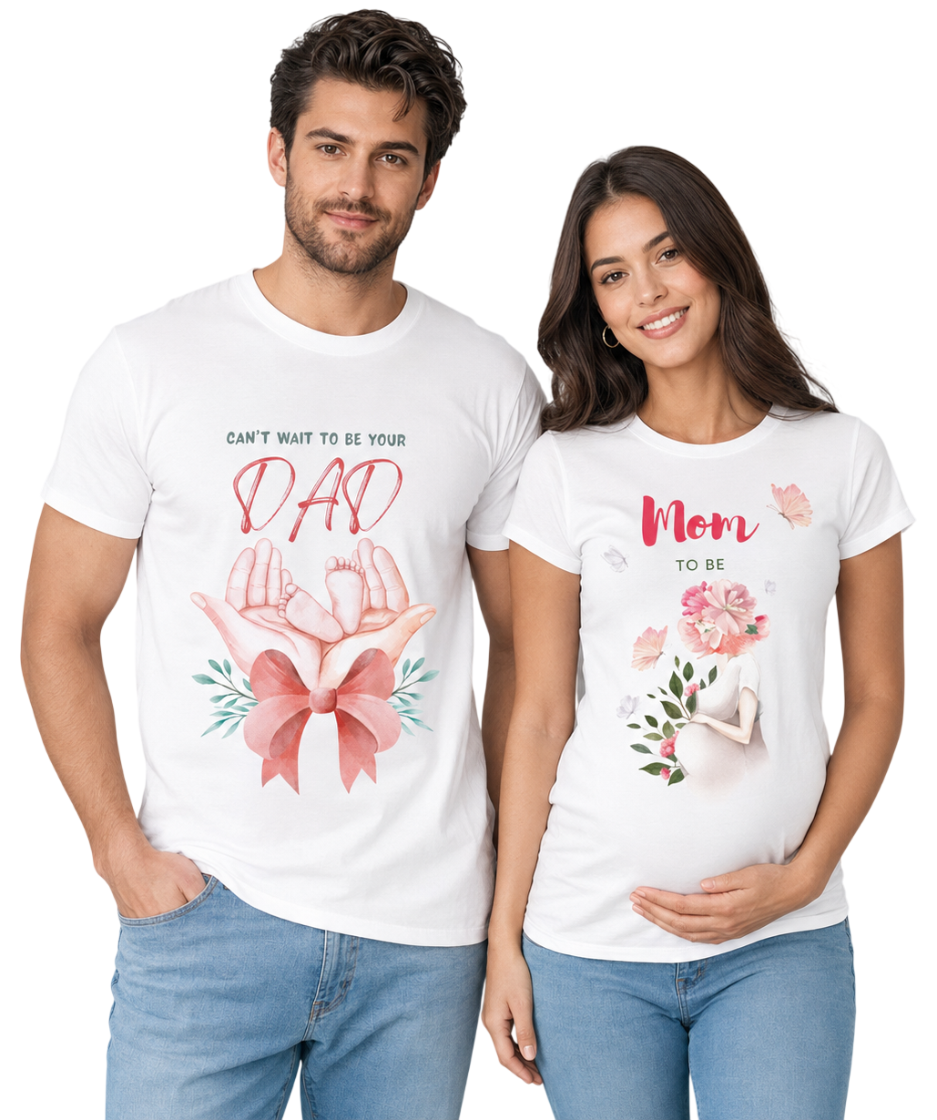 Dad To Be & Mom To Be Matching Couple T-Shirts