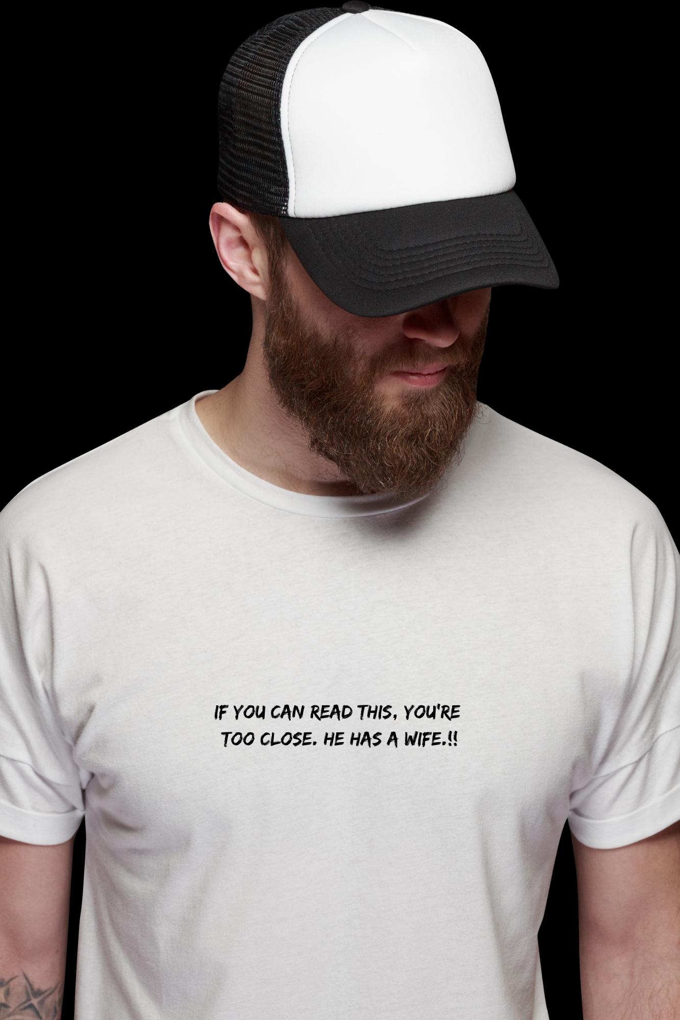 Lezoir™ If You Can Read This, You're Too Close. He Has A Wife.!! Cotton Black Unisex T-Shirt