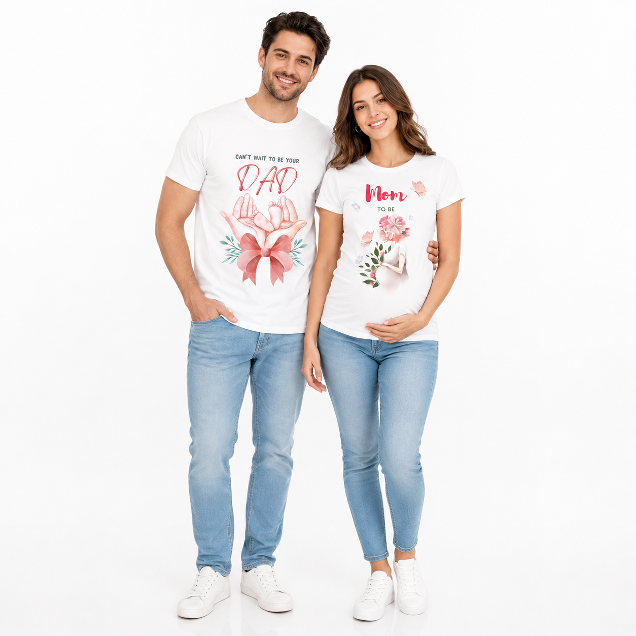 Dad To Be & Mom To Be Matching Couple T-Shirts