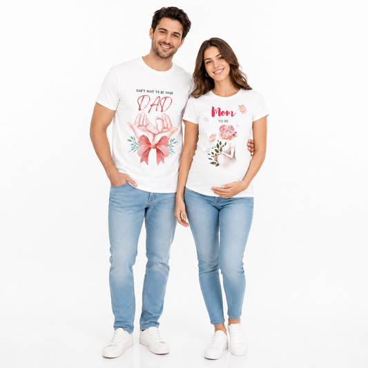 Dad To Be & Mom To Be Matching Couple T-Shirts